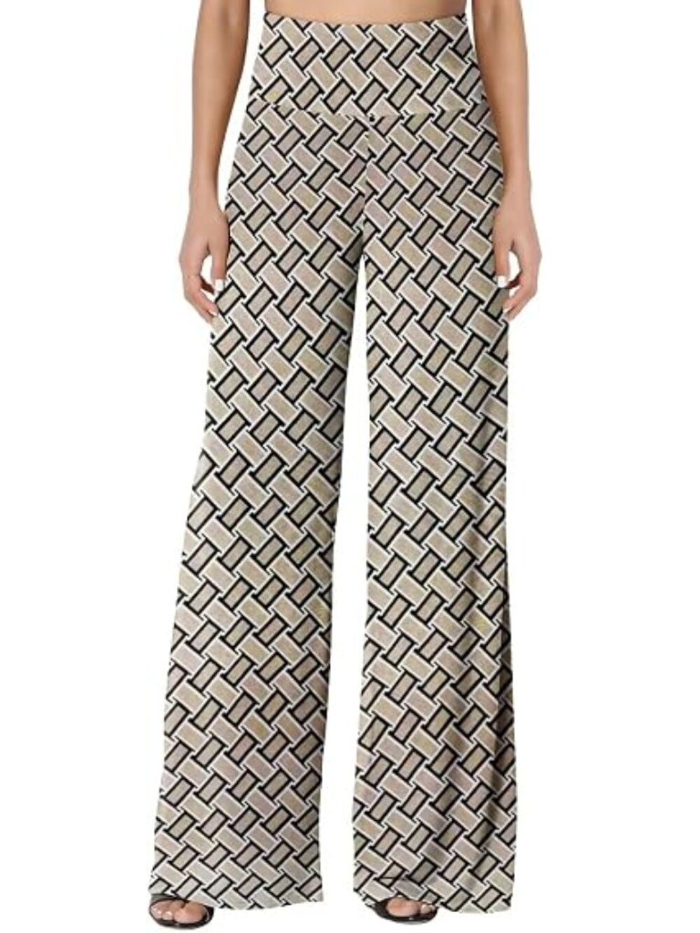"Geometry" LNC  Womens Stretchy Wide Leg Casual Lounge Palazzo Pants Size 3XL